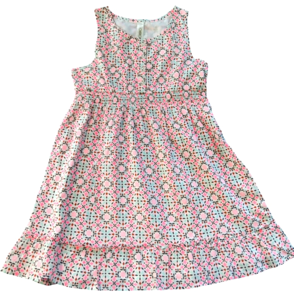 Girls Cherokee Hot Pink & Aqua Blue Dress- Size Medium 7/8
